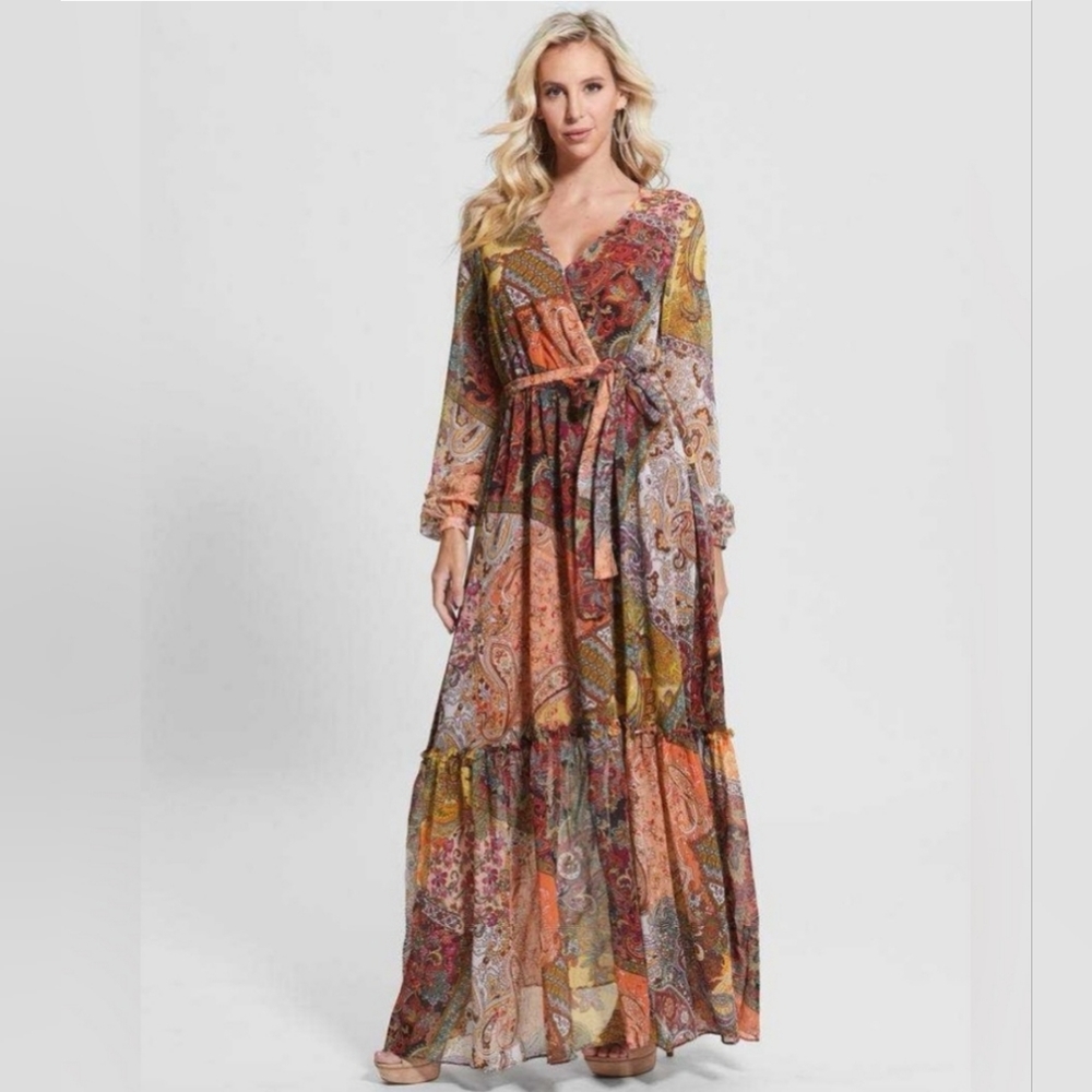 Guess Oriane Patchwork Printed Maxi Dress